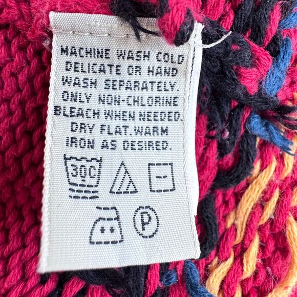 Eddie Bauer Womens Vintage Knit Sweater Size S 100% Cotton Floral Winter Red - Picture 6 of 7